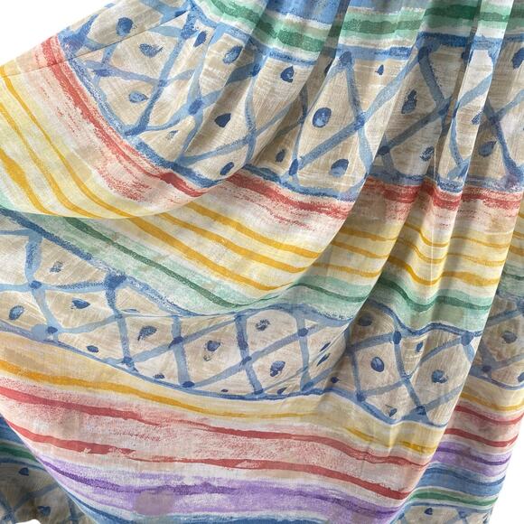 Vtg 80s 90s Two Potato Artsy A Line Midi Dress M Sheer NOS Coastal Pastel - Picture 7 of 16